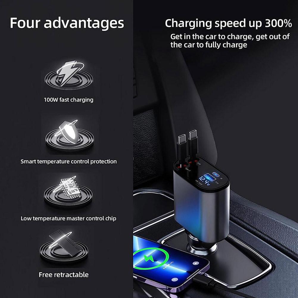Car Charger Retractable 4 in 1
