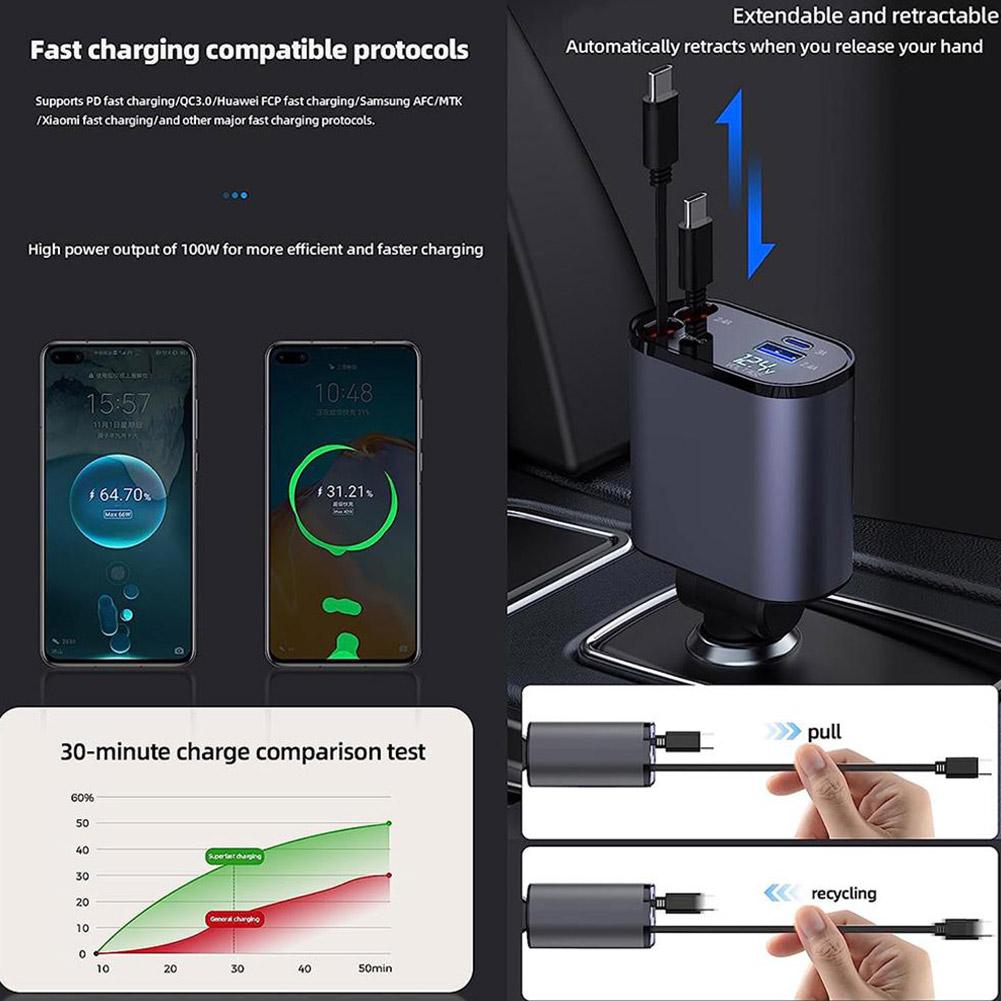 Car Charger Retractable 4 in 1